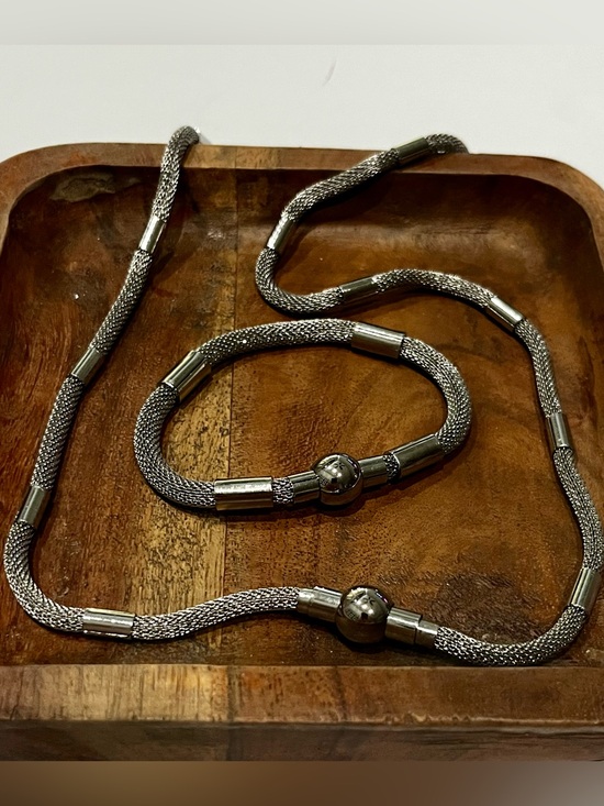 Jewelry - Stainless Steel Mesh Necklace and Bracelet Set - Silver $30 sku85